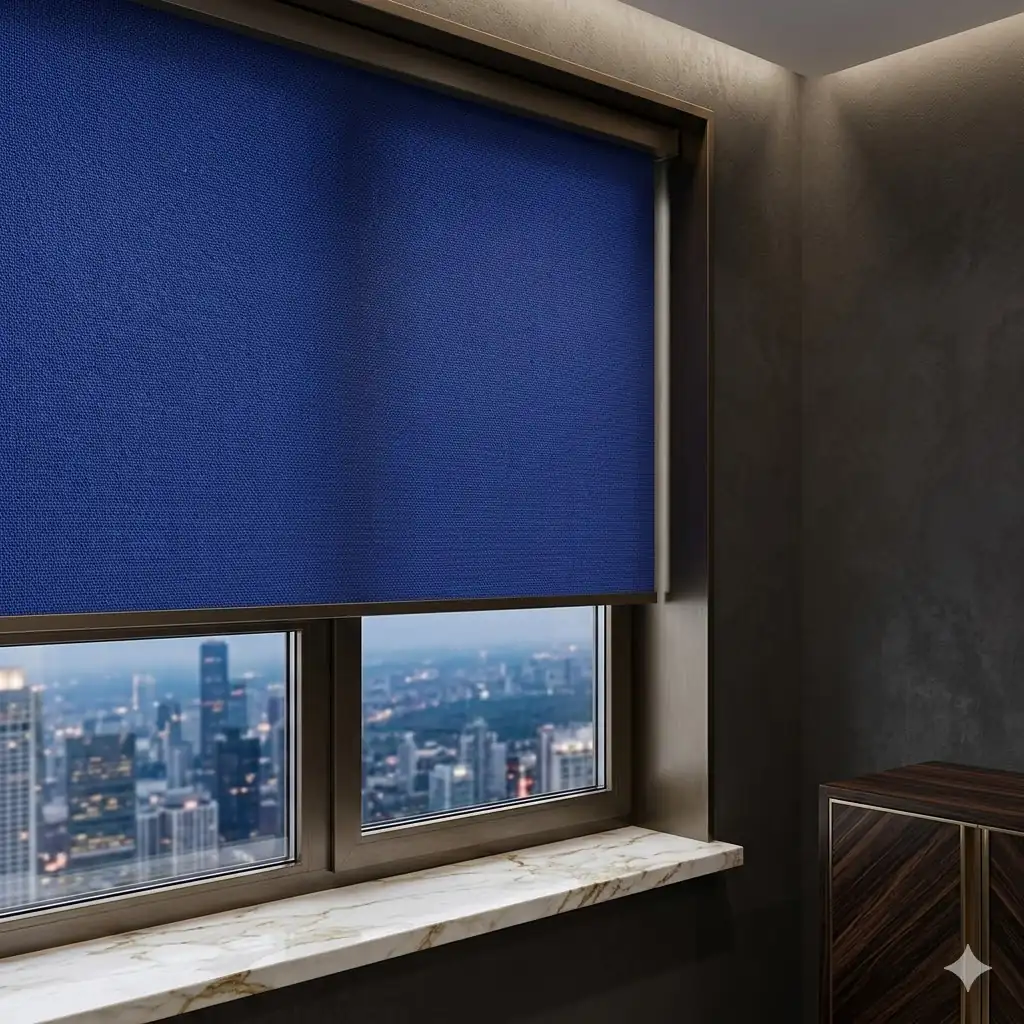 Urban Fr Blue Electrical Roller Blind