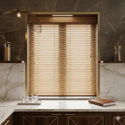 50mm Slats Oak Effect Venetian Blind