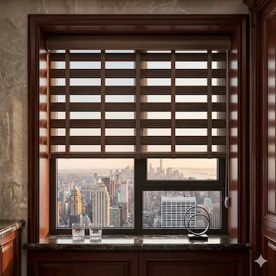 Brown Ladder Stripe Duplex Blinds