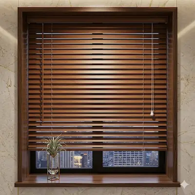 Hardwood Teak 25mm Slats Venetian Blind