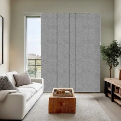 Rib Weave Grey Panel Track Blinds