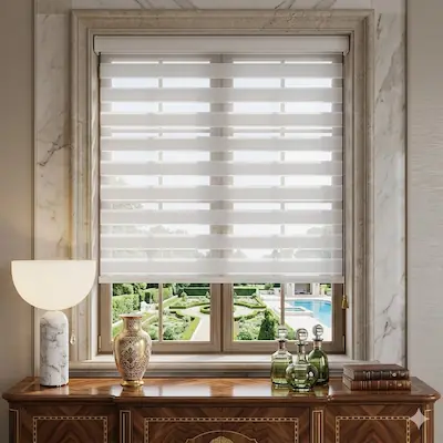 White Duplex Blinds Dual Layer