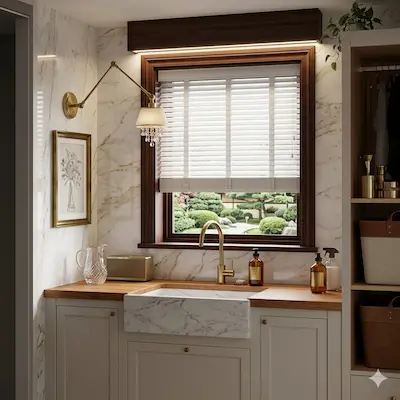 White Fauxwood 50mm Taped Venetian Blind