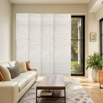 White Textured Panel Track Blinds