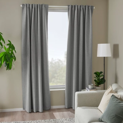 Blackout curtains gray with heading tape