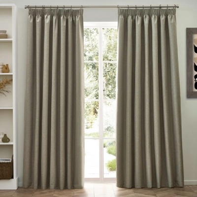 Dawn Natural Beige Blackout Pencil Pleat Curtains