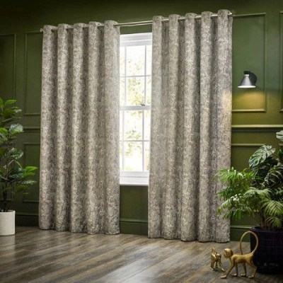 Luxe Linen Beige Eyelet Curtains