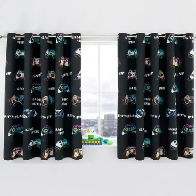 Printed Game Over Kids Curtains