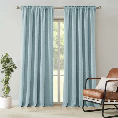 Soft Blue Cotton Pleated Window Curtain Abu Dhabi